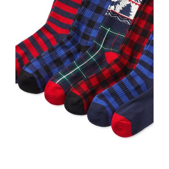 Polo Ralph Lauren Mens 6-Pack Arctic Holiday Bear Performance Crew Socks - NWT - Picture 2 of 3